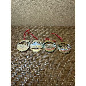 Vintage Portland Oregon Christmas Ornaments 2000-2005 Gold Tone Enamel Signed